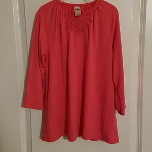 Girls pink shirt with crochet detail